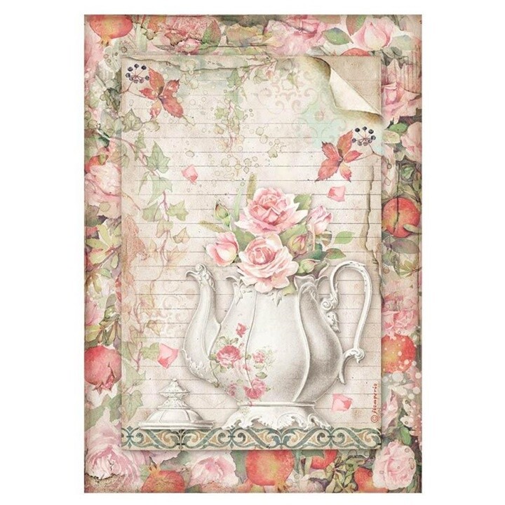 Ryžový papier A4 teapot with flowers