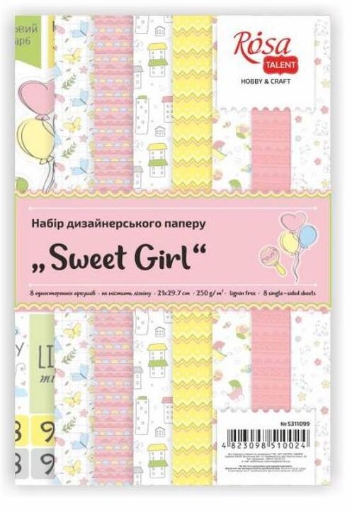 Sada papierov na scrapbooking Sweet Girl 21 x 29.7 cm | 8 listov
