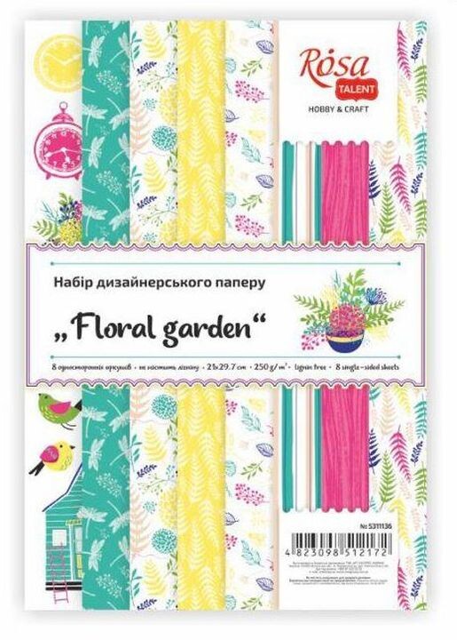 Sada papierov na scrapbooking Floral garden 21 x 29.7 cm | 8 listov