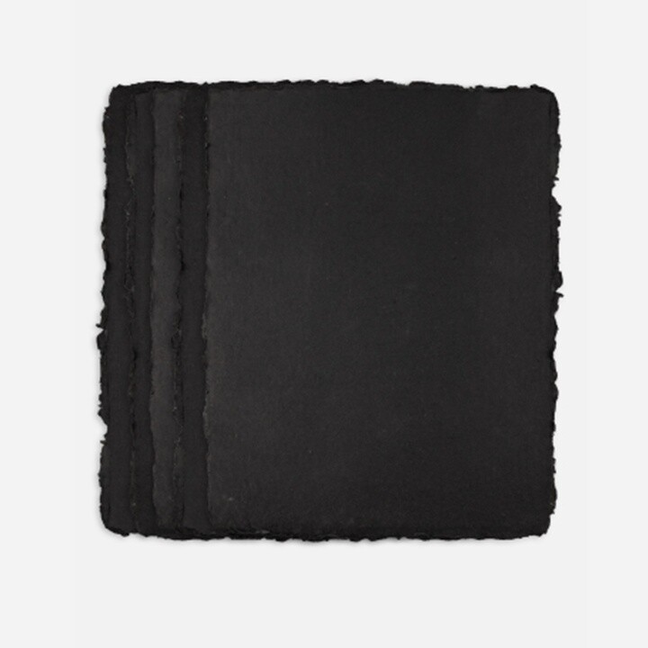 PanArt čierny handmade papier A4 – 10 ks, trhané okraje