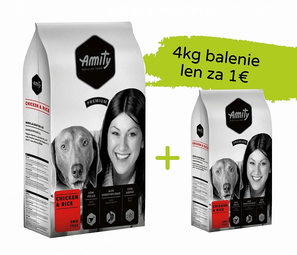 Amity Premium Chicken and Rice 15kg +4kg za 1€