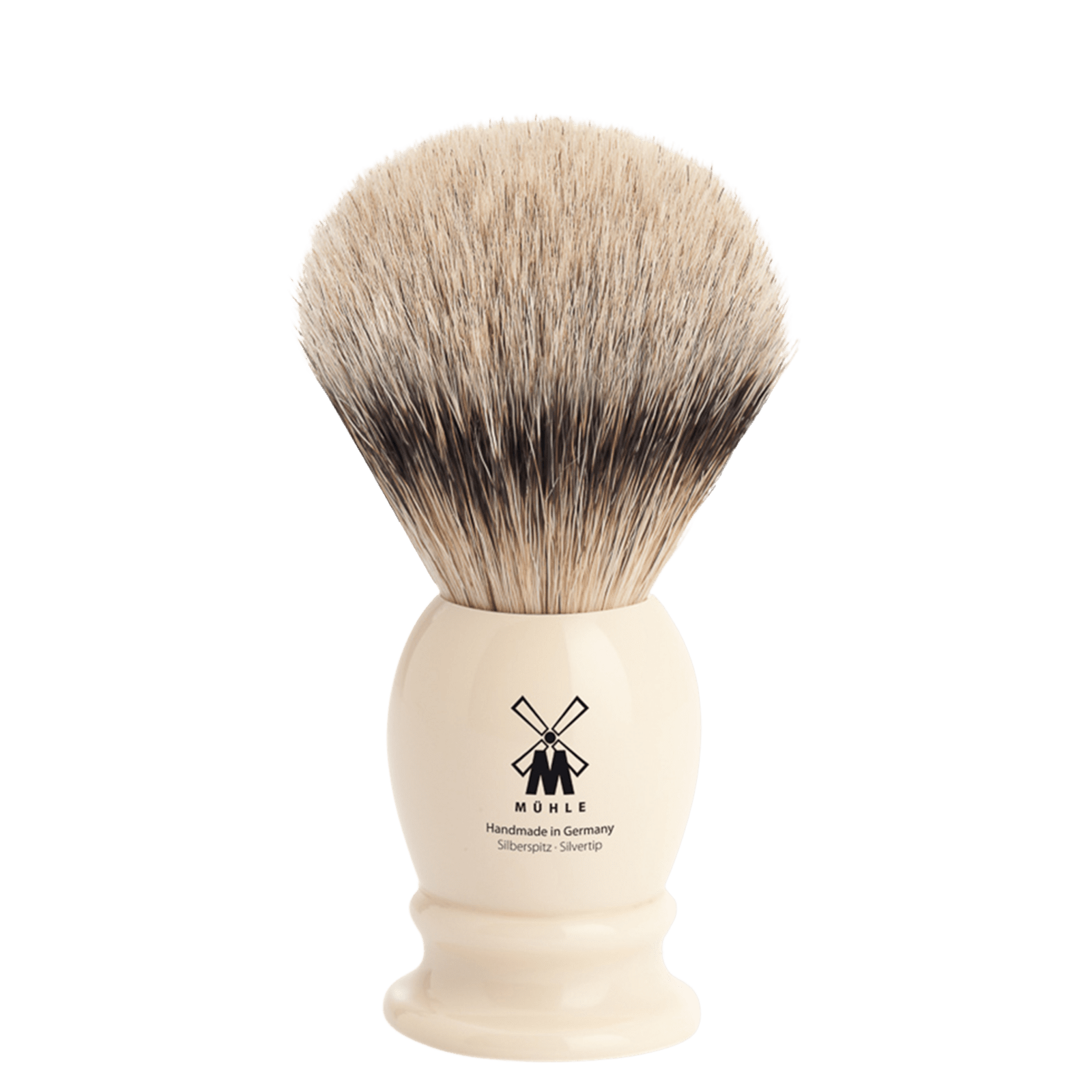 MÜHLE Stredná štetka na holenie Classic z jazvečích štetín (silvertip badger, imitácia slonoviny)