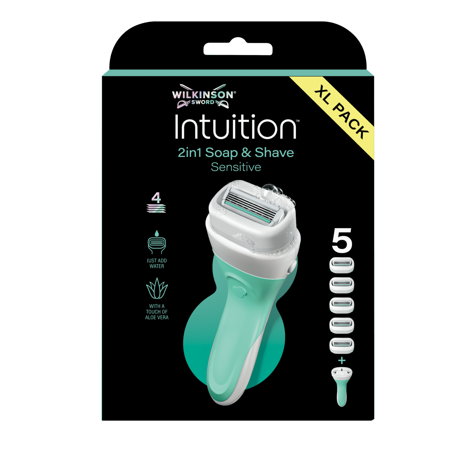 WILKINSON SWORD Intuition 2in1 Sensitive XXL - Strojček + náhradná hlavica 4 ks