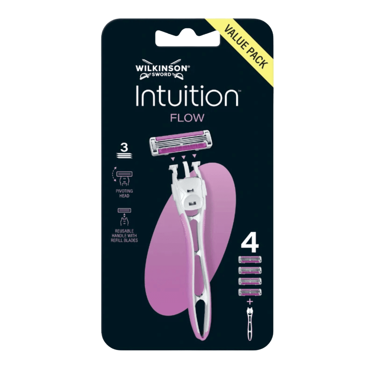 WILKINSON SWORD Intuition Flow Hybrid - Holiaci strojček + 4 náhradné hlavice