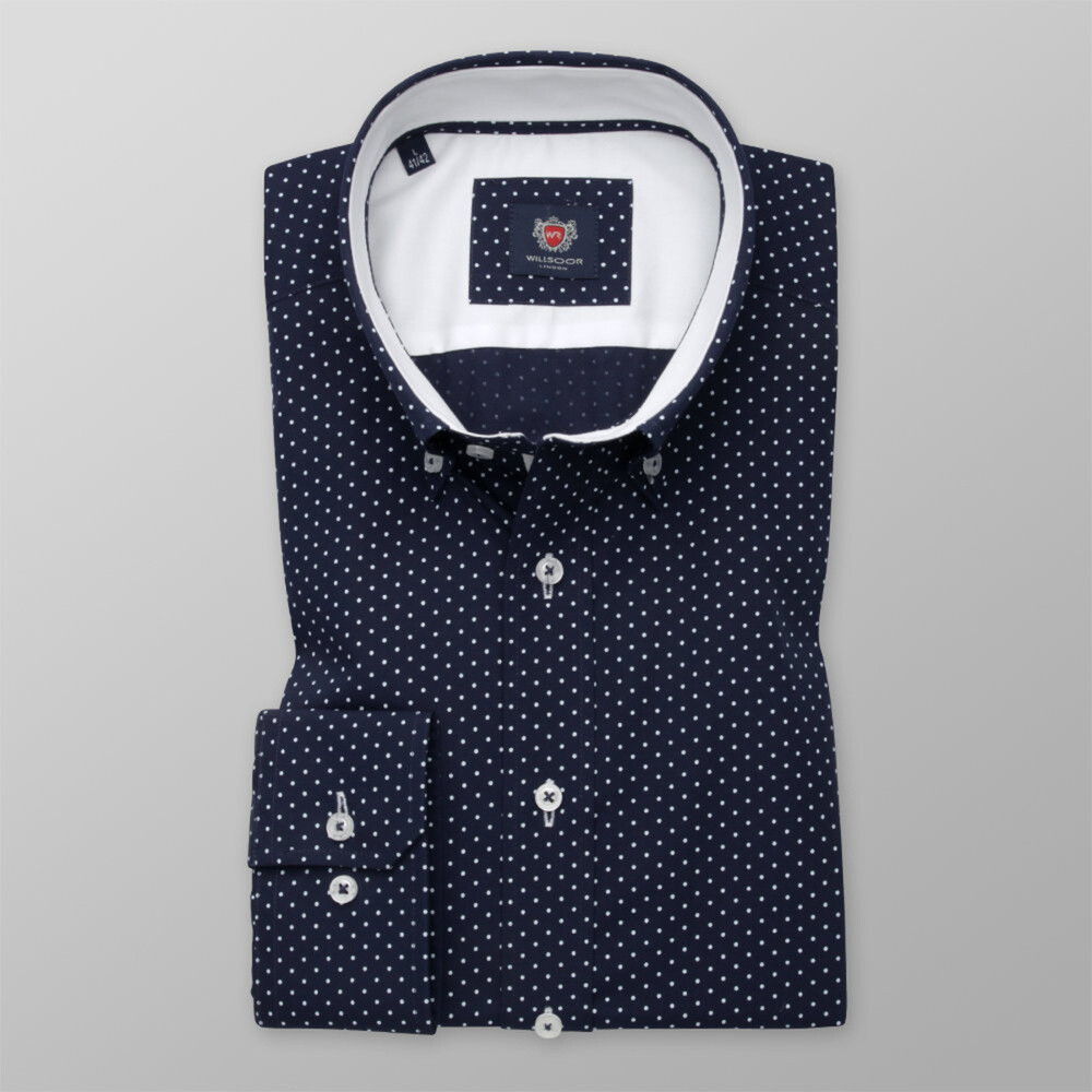 Pánska košeľa Slim Fit s bielym bodkovaným vzorom 12463