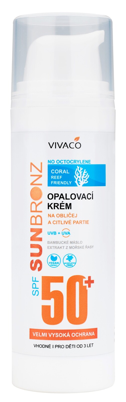 Vivaco Opaľovací krém na tvár SPF 50+ Coral friendly 50 ml