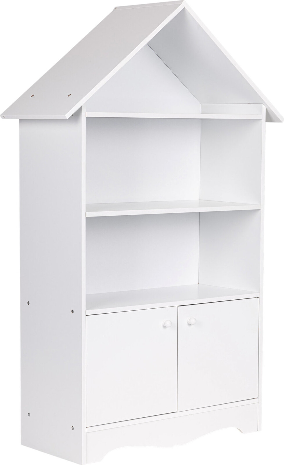 ECOTOYS FBC002-1 Knižnica v tvare domčeka so skrinkou 74 × 28,5 × 115,5 cm, biela