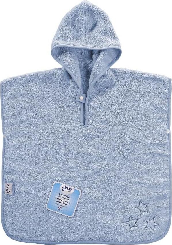 XKKO Bio bavlněné froté pončo Organic Baby Blue Stars (1,5 - 4 roky)
