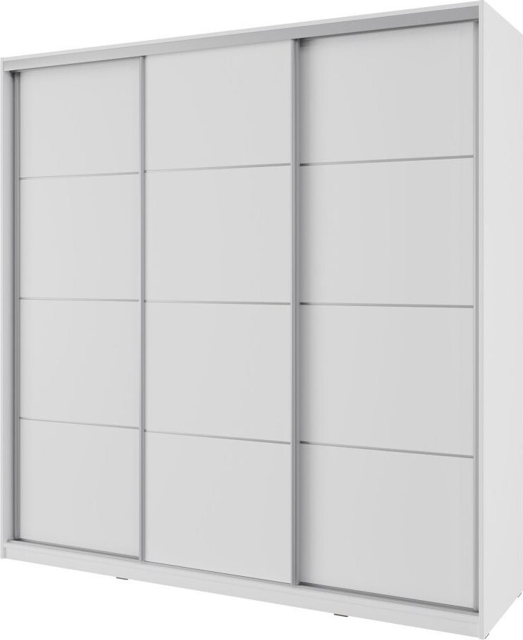 Nejlevnější nábytek Nejby Barnaba 200 cm s posuvnými dveřmi, 4 šuplíky a 2 šatními tyčemi, bílá
