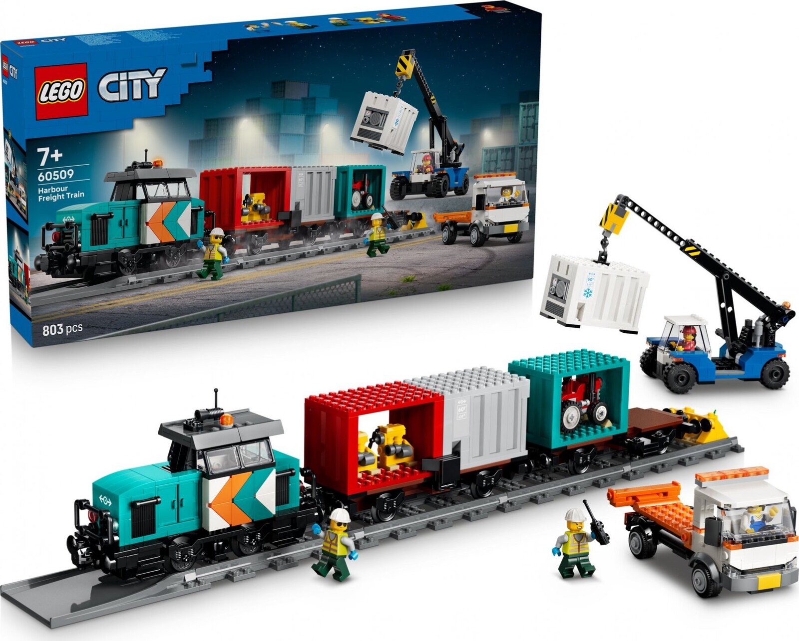 LEGO® City 60509 Prístavný nákladný vlak so žeriavom a nákladiakom