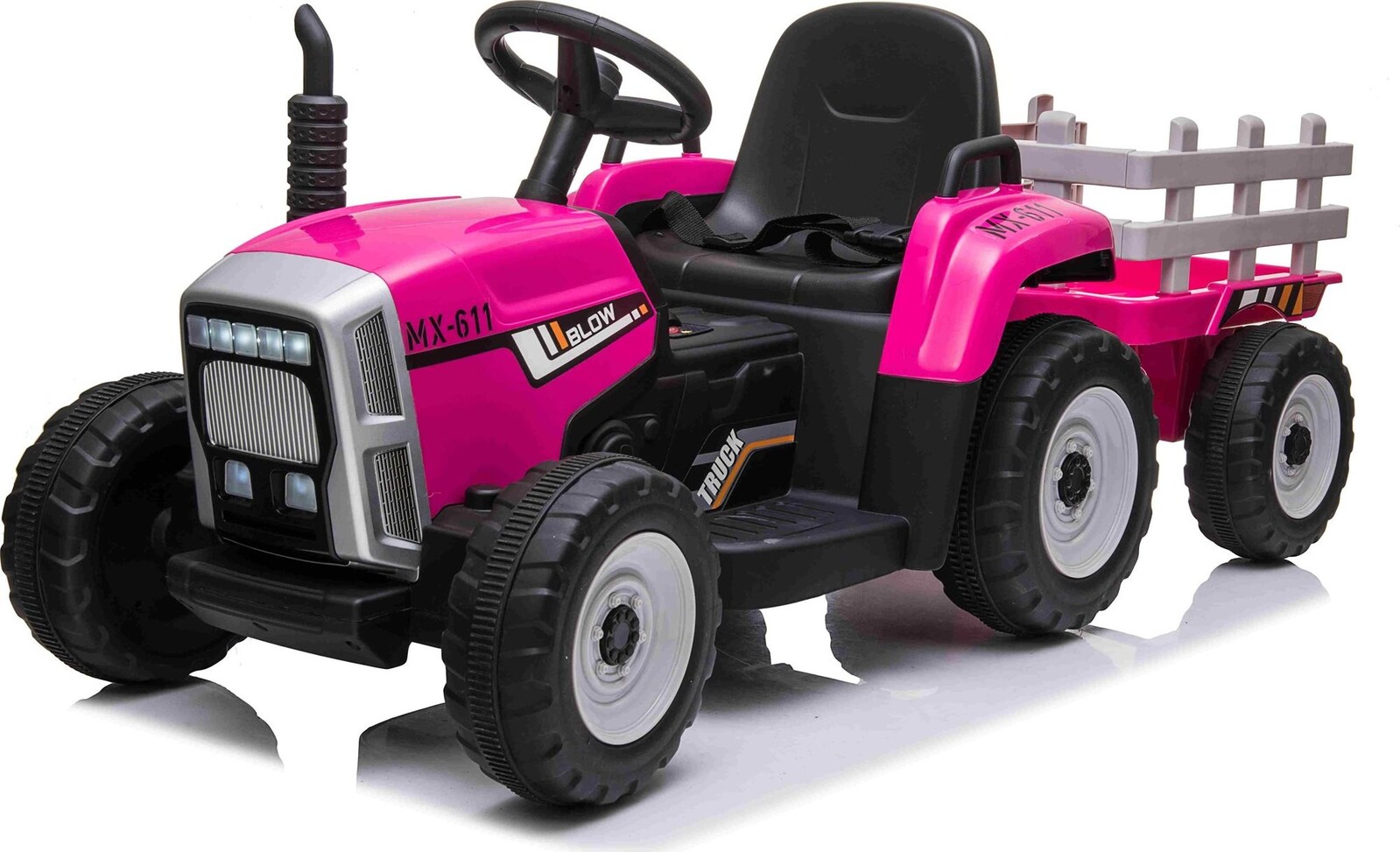 Mamido Elektrický traktor s vlečkou Blow ružový