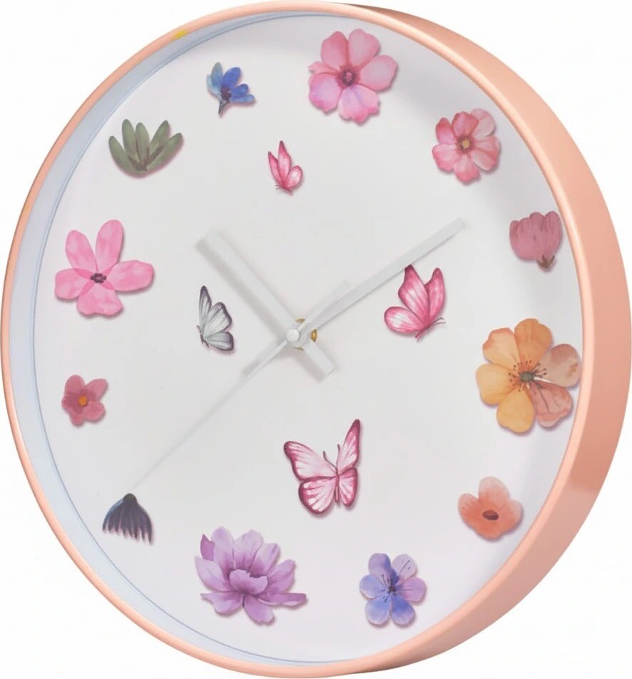 Home Styling Collection Nástěnné hodiny s motivem květin, průměr 30 cm
