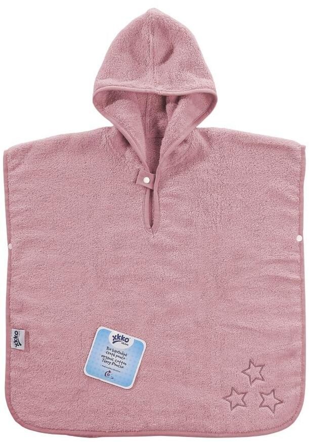 XKKO Bio bavlněné froté pončo Organic Baby Pink Stars (1,5 - 4 roky)