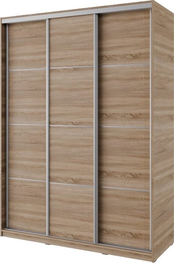 Nejlevnější nábytek Nejby Barnaba 150 cm s posuvnými dveřmi, 4 šuplíky a 2 šatními tyčemi, dub sonom