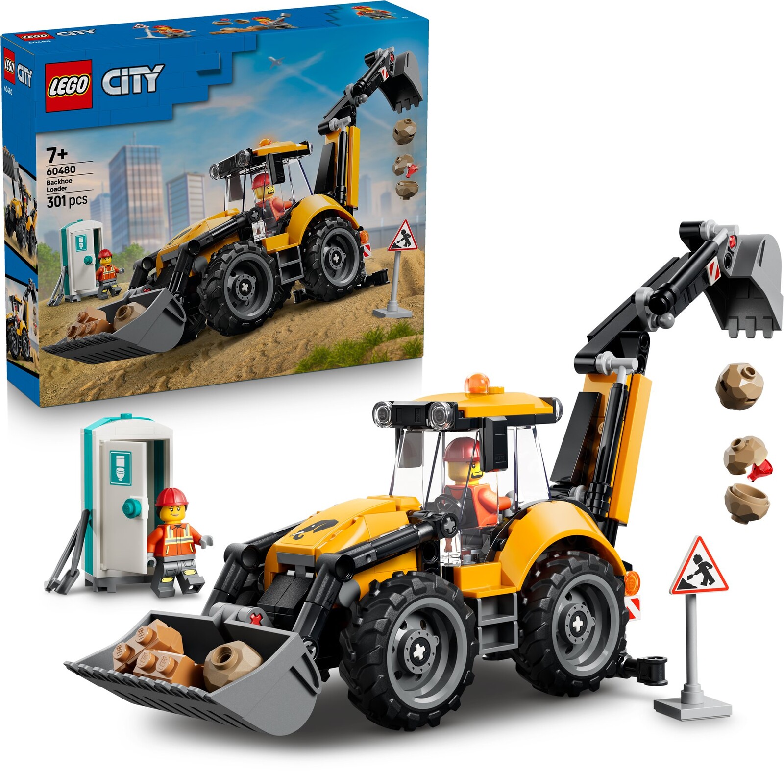 LEGO® City 60480 Žltý nakladač s rýpadlom
