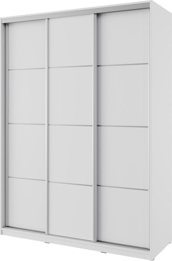 Nejlevnější nábytek Nejby Barnaba 150 cm s posuvnými dveřmi, 4 šuplíky a 2 šatními tyčemi, bílá