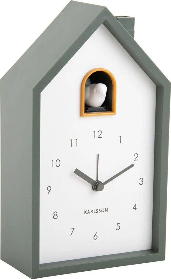 Karlsson Kukačkové hodiny Cuckoo, 12 × 20 × 6 cm, zelená barva