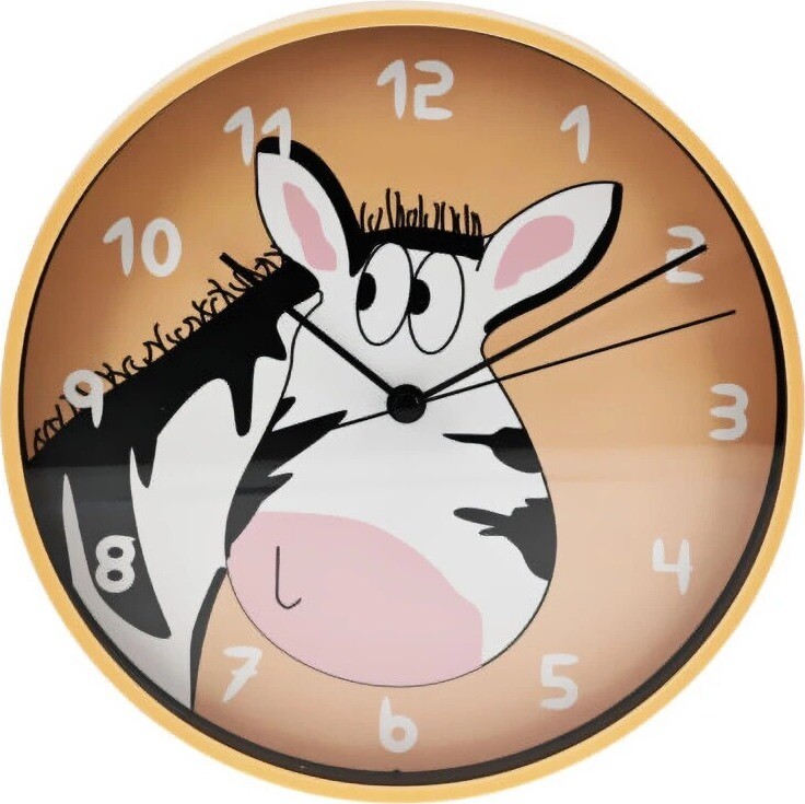 Home Styling Collection Nástěnné hodiny do dětského pokoje, průměr 20 cm, oranžové, zebra