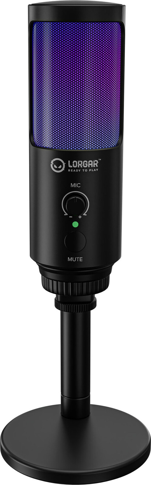 LORGAR mikrofón SMP40, RGB a externým mute tlačidlom, Čierny