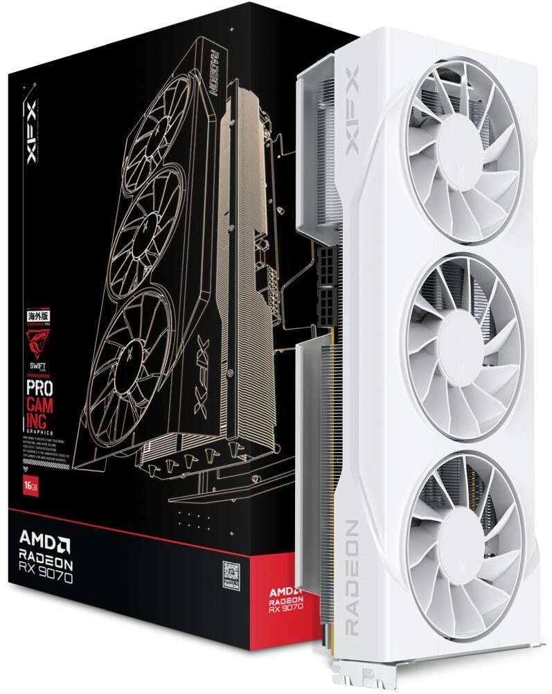 XFX Swift AMD Radeon RX 9070 OC White 16G 90 mm Fan