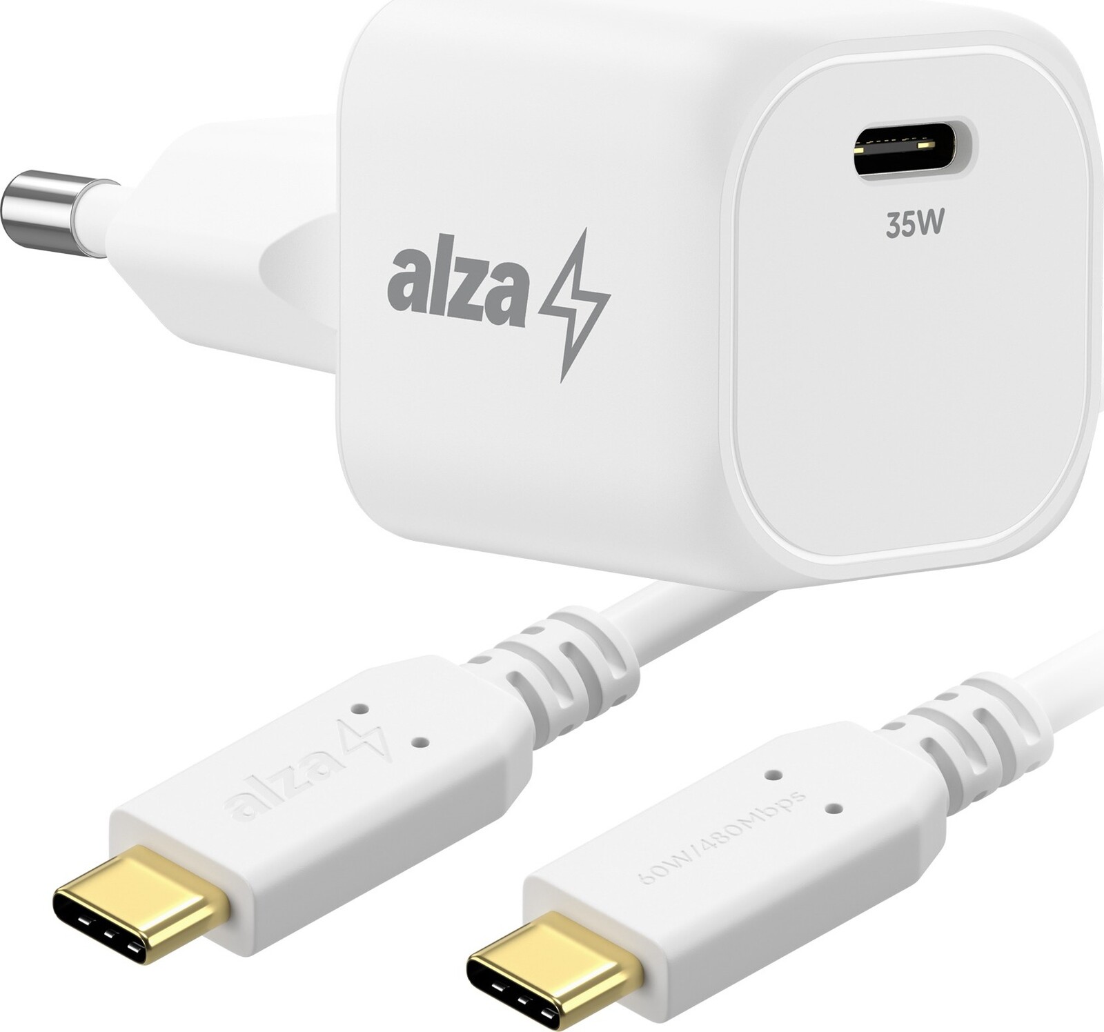 AlzaPower Apex G550 35W Biela + Core USB-C 2.0 60 W 1 m biely