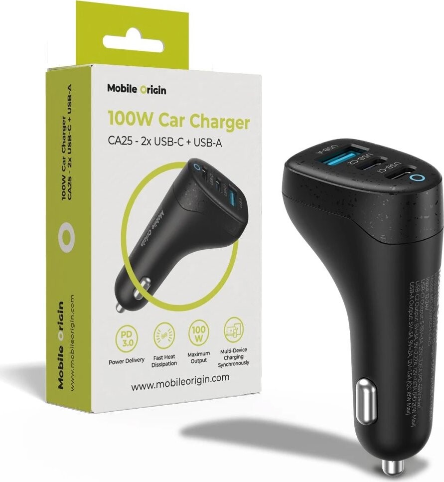 Mobilný Origin 100 W Car Charger CA25 2x USB-C + USB-A