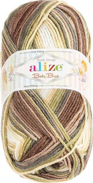 BELLATEX Baby Best Batik 100 g - 1893 bílá, hnědá, zelená