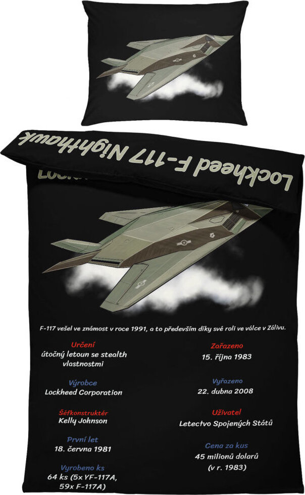 IMPAR Obliečky F117 Nighthawk, 140 × 200 cm + 90 × 70 cm