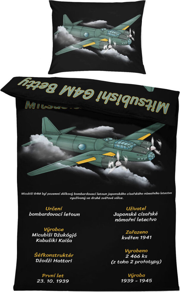 IMPAR Obliečky Mitsubishi G4M Betty, 140 × 200 cm + 90 × 70 cm