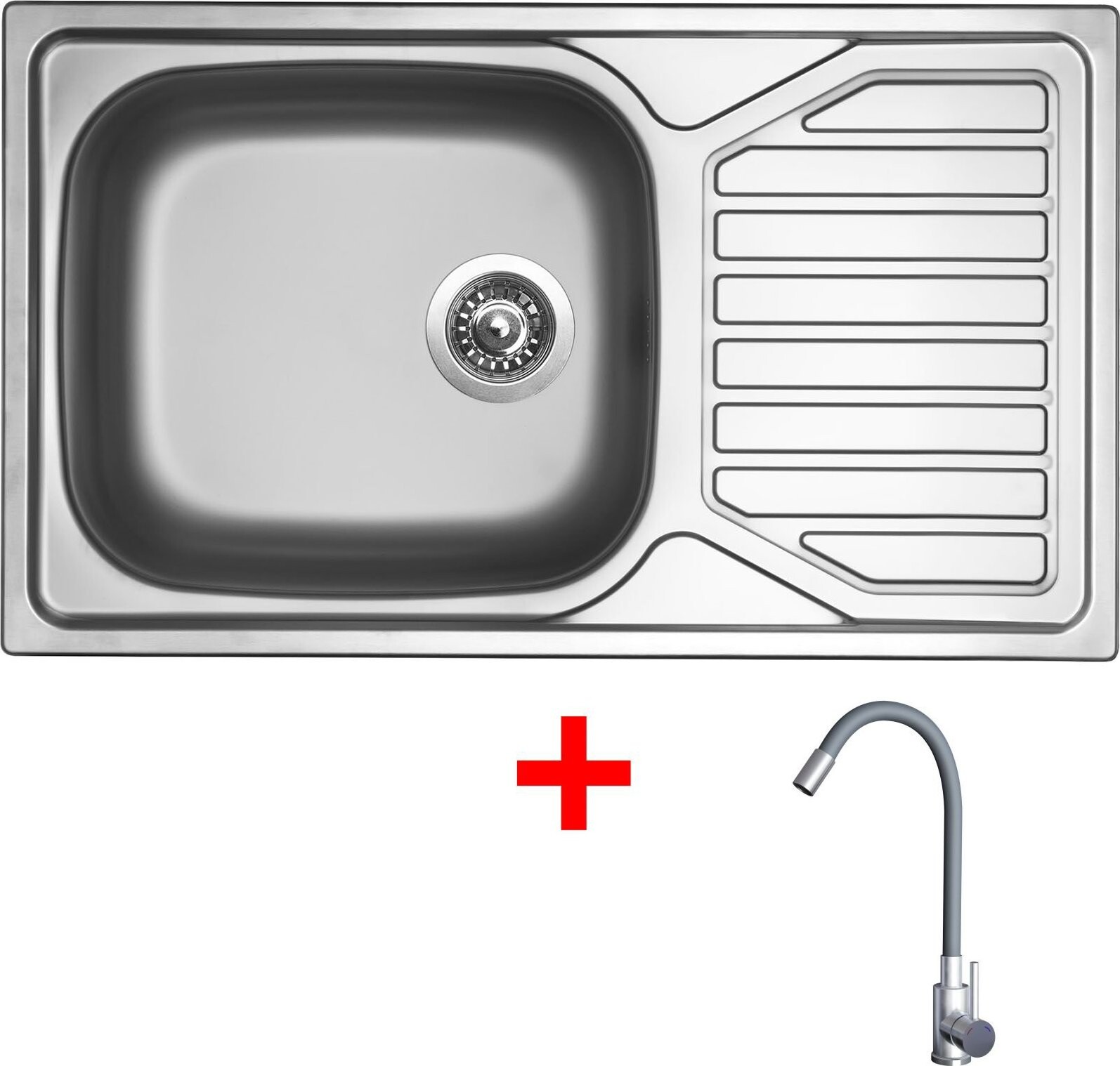 Sinks Okio 860 XXL + Elasta nerez/šedý