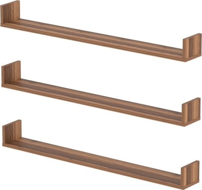 Nejlevnější nábytek Halyor Sada 3 nástenných políc 120 cm, orech