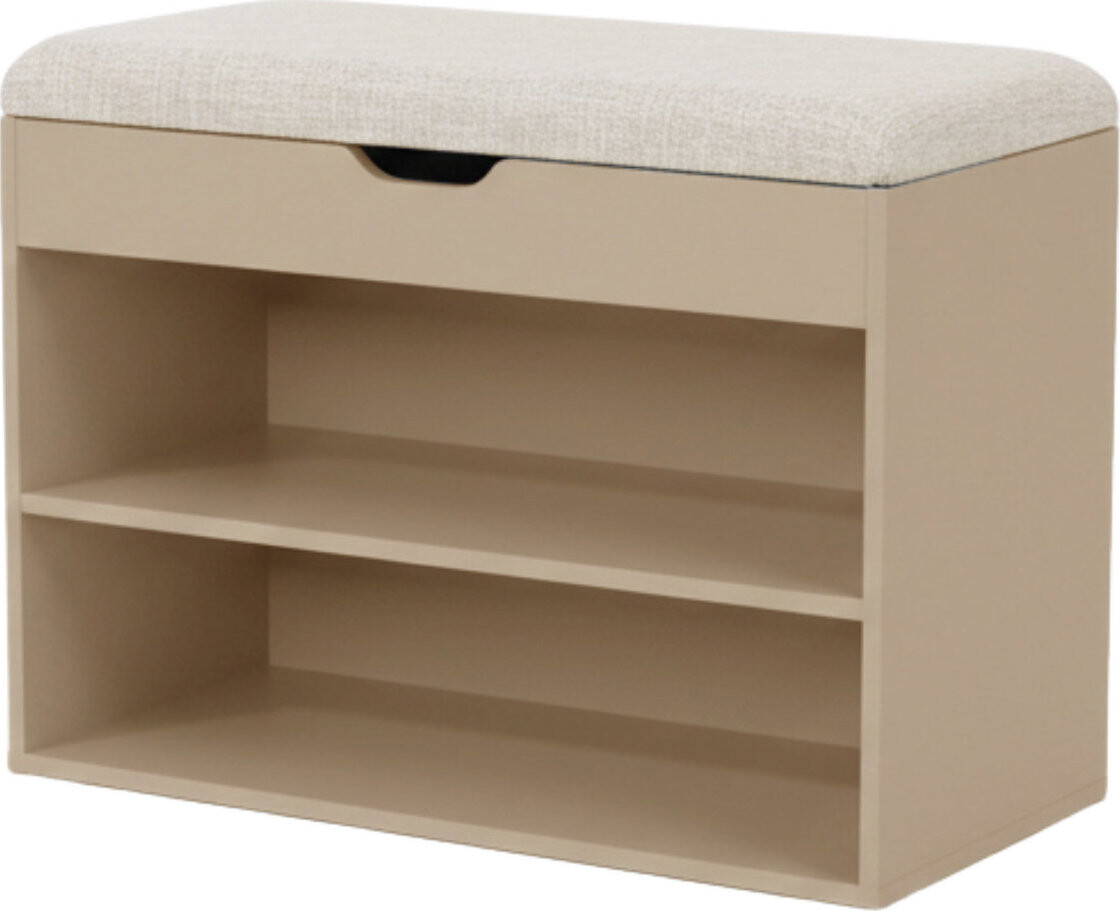 BOXIMO Botník biely so sedadlom LEVA, 60 × 30 × 47 cm, béžový