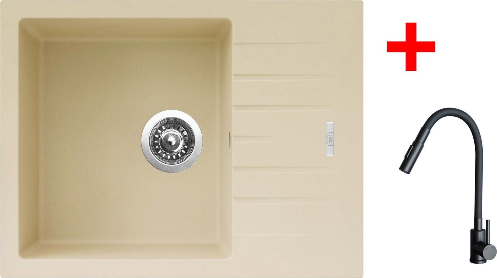 Sinks Perfecto 650 Sahara + Elasta S čierny matný
