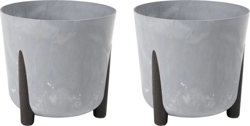 Lamela Květináč FRIDA 21 cm, recycled, šedý-beton, set 2 ks
