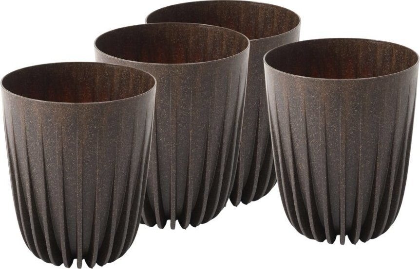 Lamela Květináč MIRA 14,5 cm, coffee espresso, set 4 ks