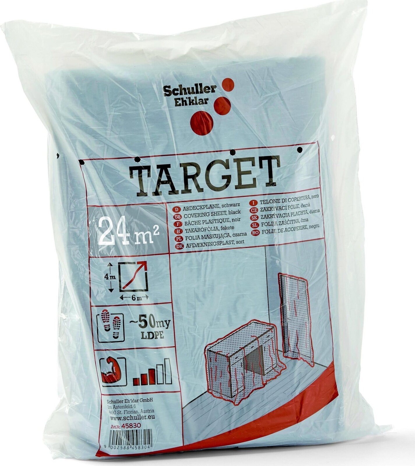 Schüller Eh'klar Zakrývací fólie Target 4 k× 6 m, černá, cca 75 my