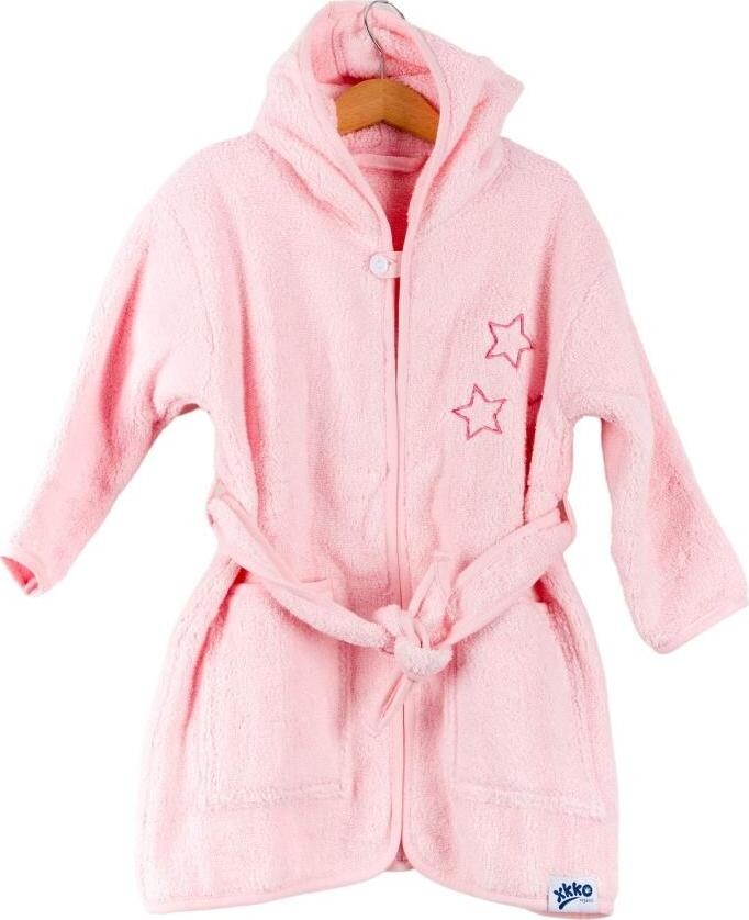KIKKO XKKO Organic Dětský župan, biobavlněný, froté - Baby Pink Stars, 12 - 24 m
