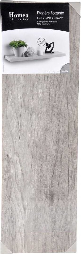Homea Nástenná polica OAK, MDF, 75 × 22,8 cm