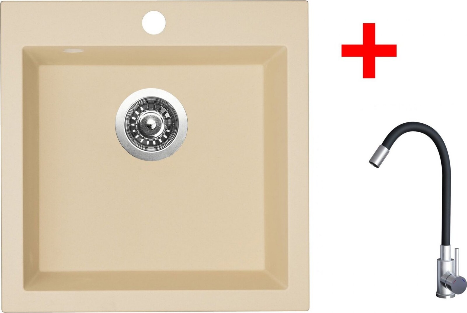 Sinks Viva 455 Sahara + Elasta nehrdzavejúca oceľ/čierny