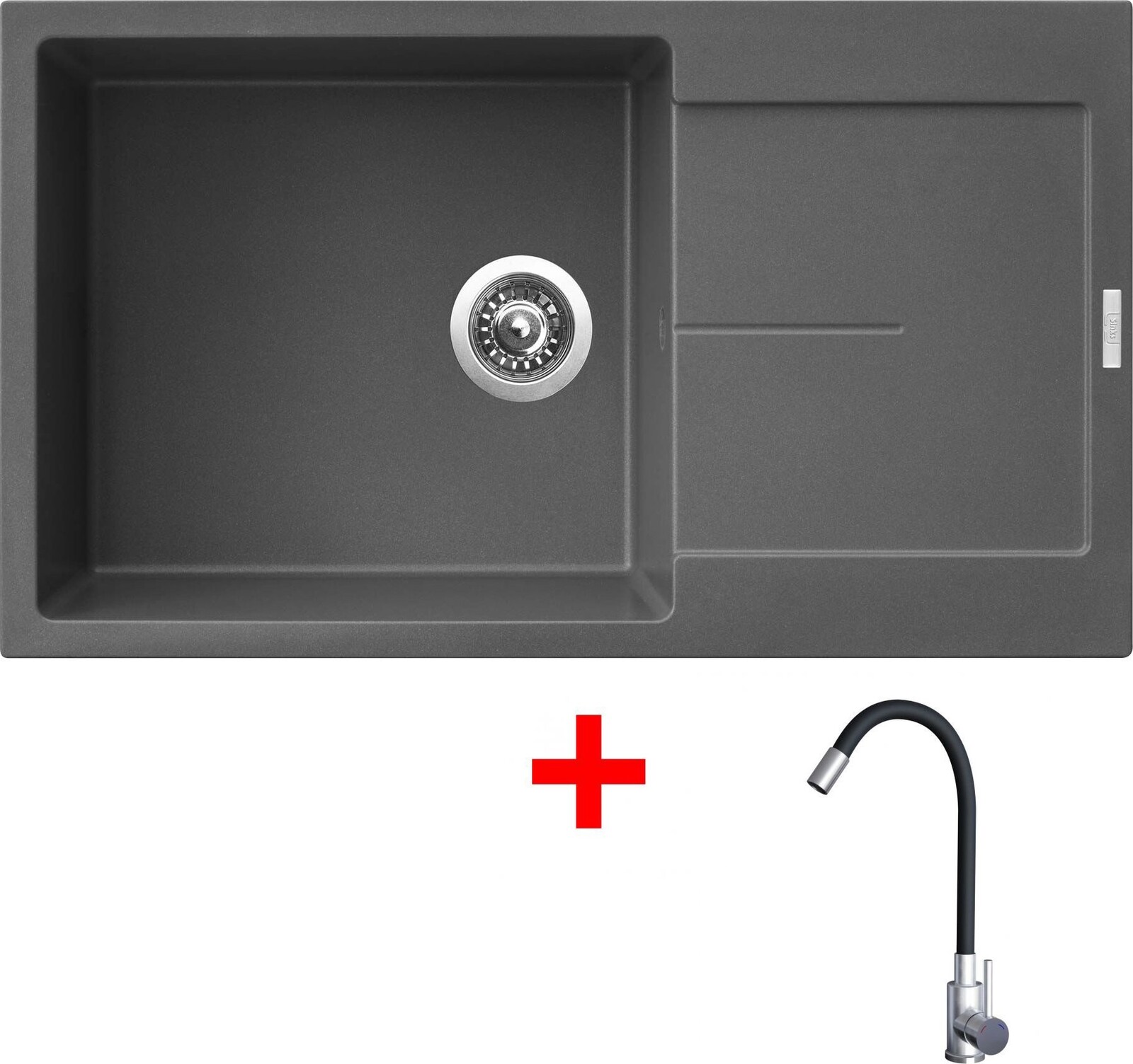 Sinks Ultima 860 XXL Titanium + Elasta nehrdzavejúca oceľ/čierny