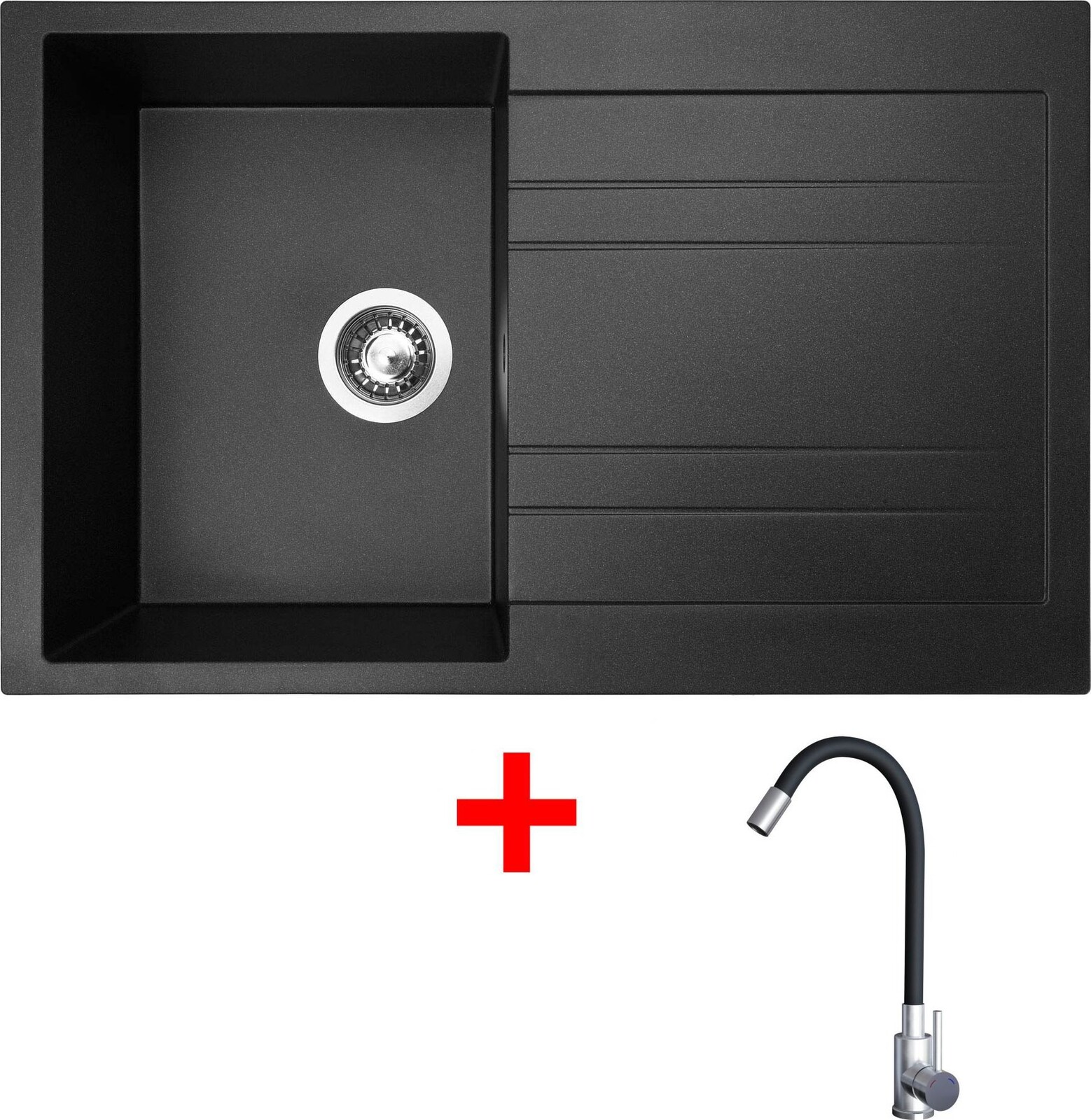 Sinks Grande 800 Metalblack + Elasta nehrdzavejúca oceľ/čierny