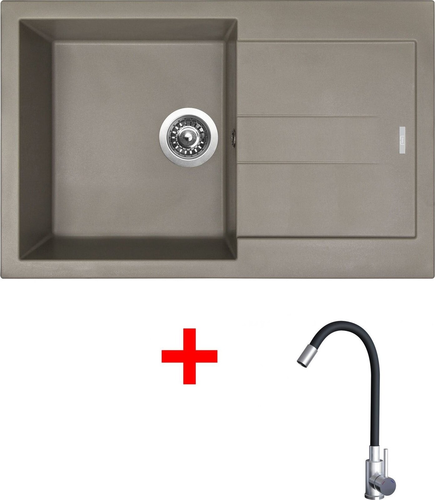 Sinks Amanda 780 Truffle + Elasta nerez/černý