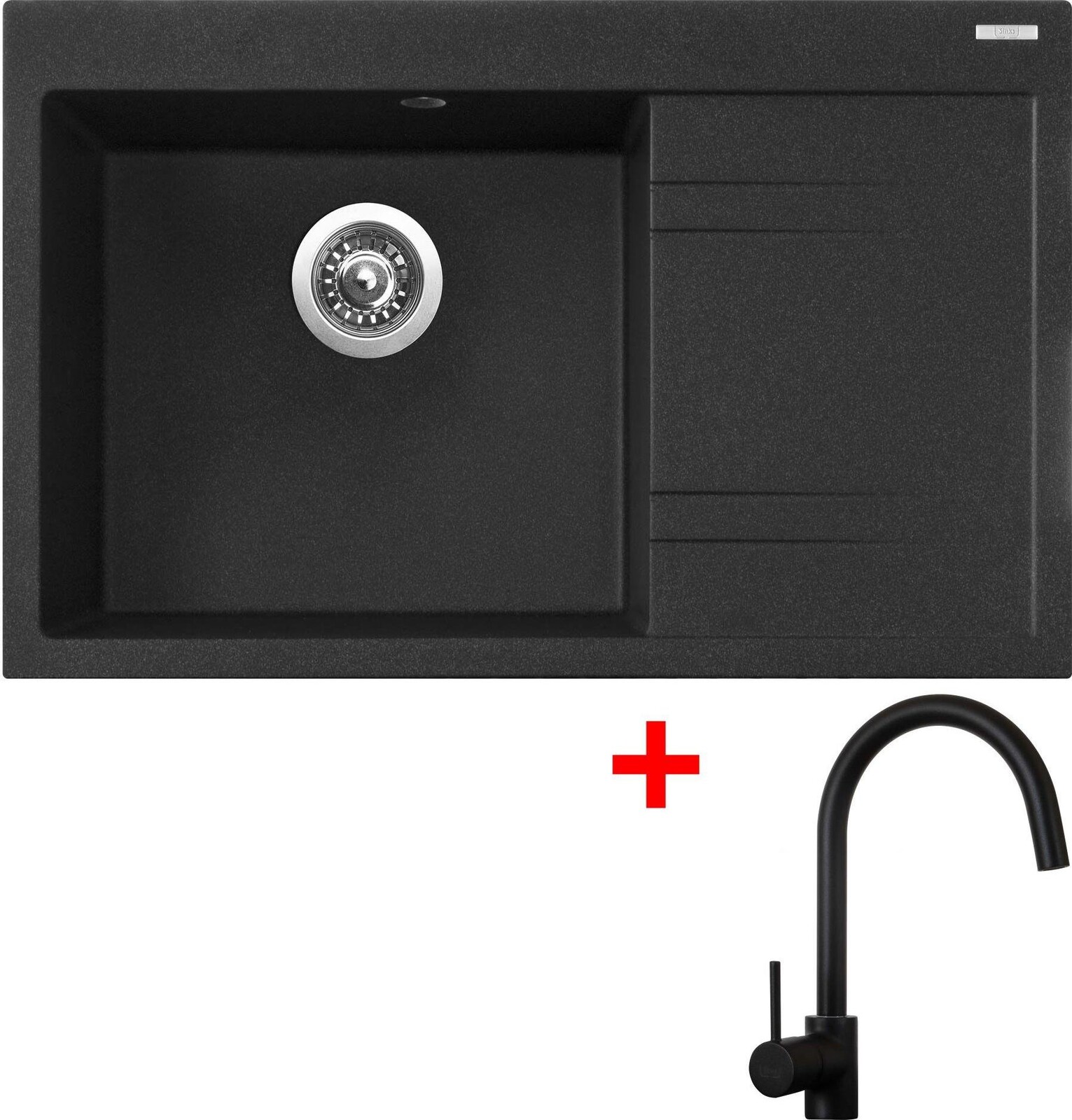 Sinks Rim 780 L Granblack + Vitalia, čierna, matná