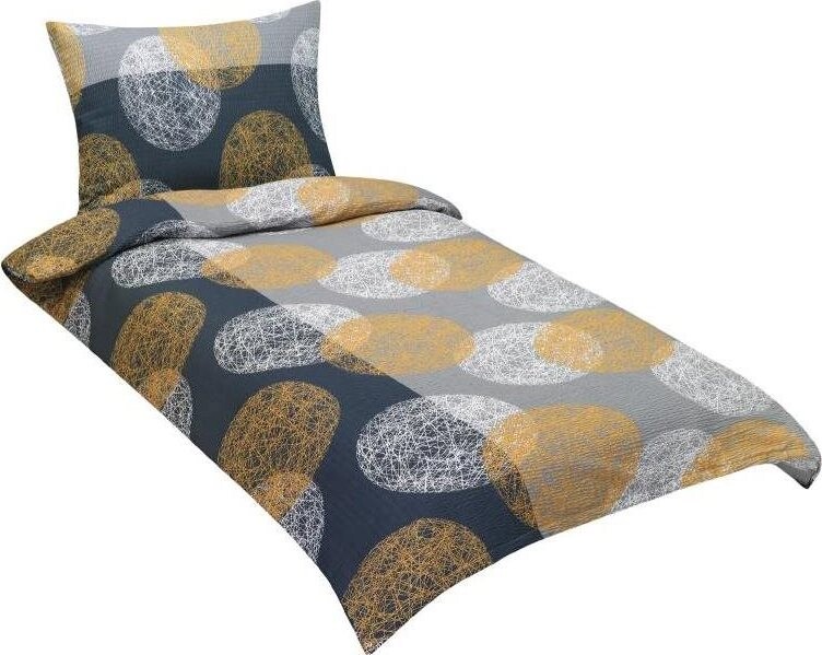 Bellatex Obliečky bavlna 90/865 sivooranžové gule 140 × 200, 70 × 90 cm