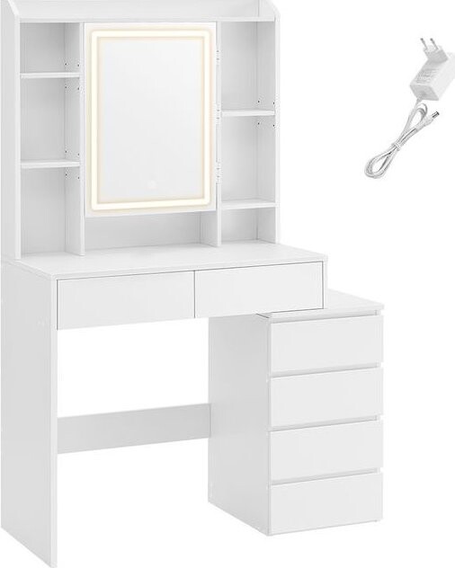 Songmics Vasagle Ginny Toaletný stolík s LED osvetlením, 97 cm, biely