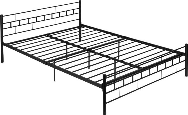 ModernHome DNYSF404B Kovová postel s rámem, 160 × 200 cm, černá
