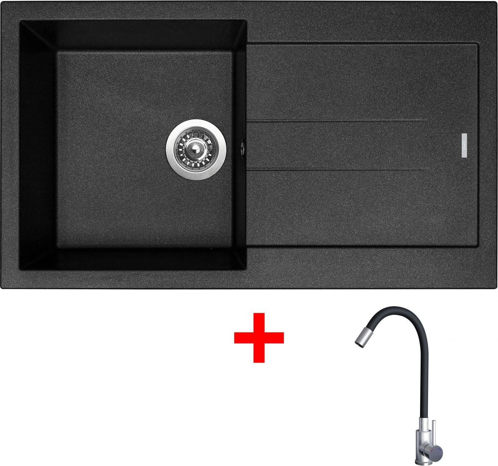 Sinks Amanda 860 Metalblack + Elasta nehrdzavejúca oceľ/čierny