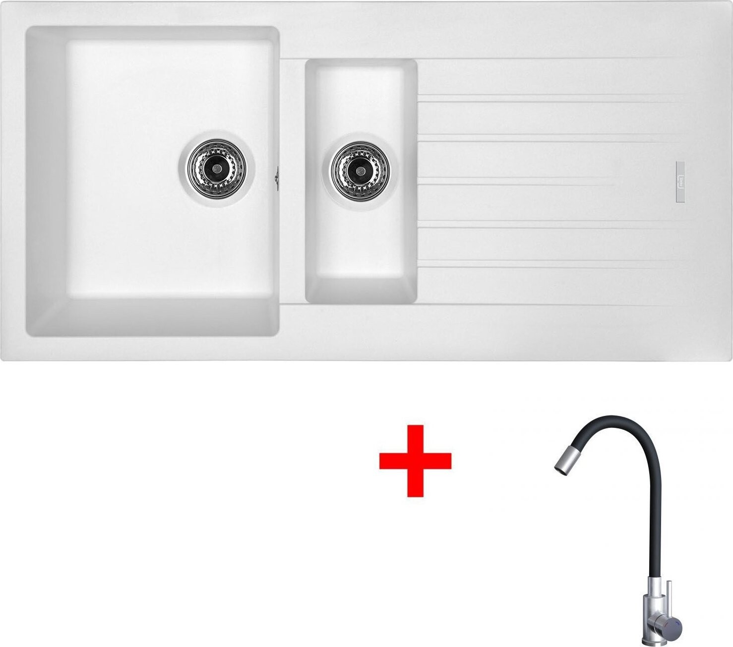 Sinks Perfecto 1000.1 Milk + Elasta nehrdzavejúca oceľ/čierny