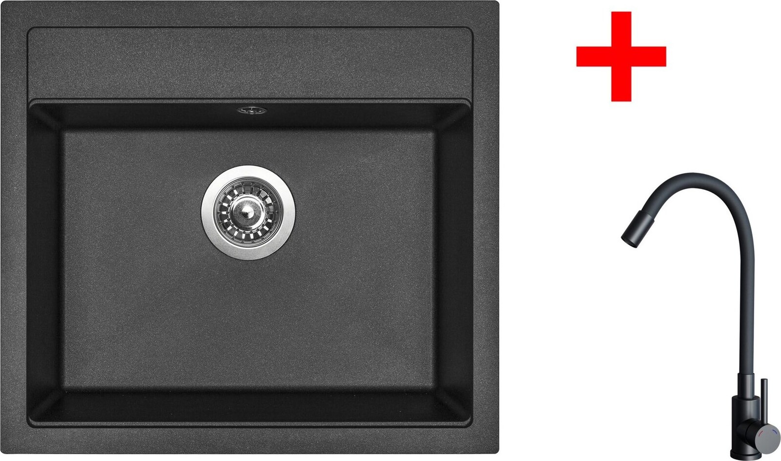 Sinks Solo 560 Metalblack + Elasta čierny matný