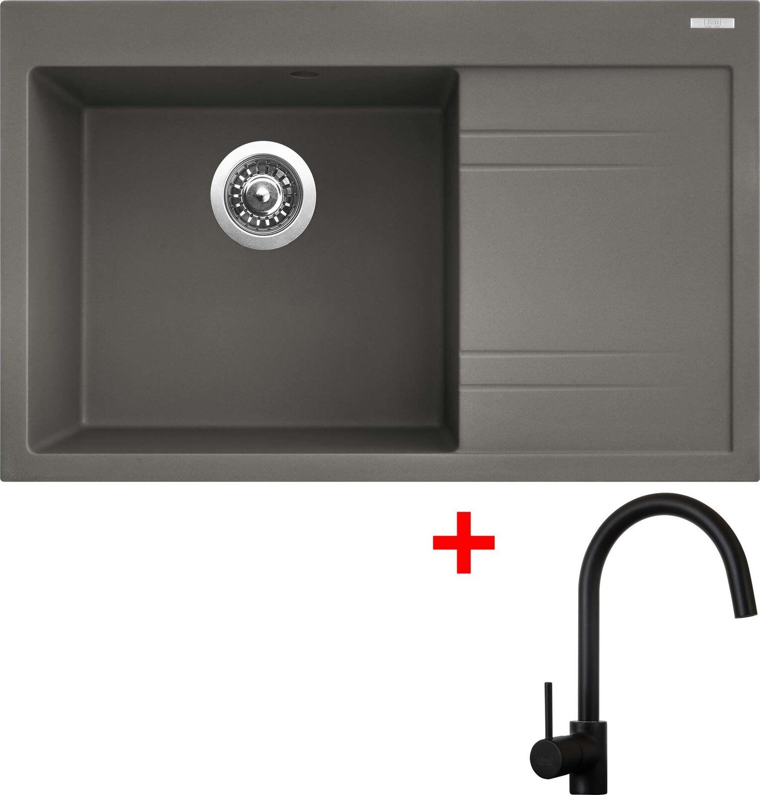 Sinks Rim 780 L Truffle + Vitalia, čierna, matná